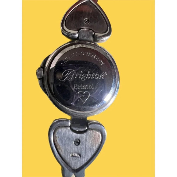 Brighton Bristol Silver Tone 24mm Women\'s Watch Heart Band w/ T Bar New Battery